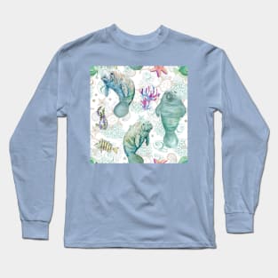 Cute Manatees Underwater  All Over Tote Bag Long Sleeve T-Shirt